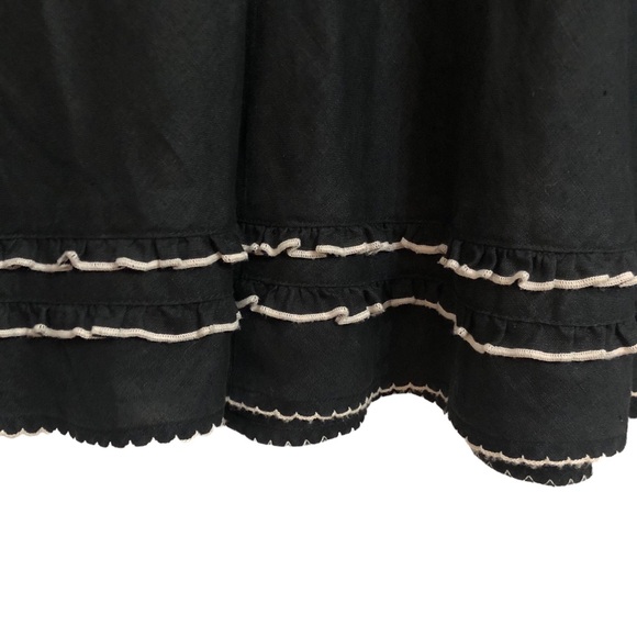 Vintage Jillian Jones 100% Linen Black Sleeveless Ruffled Midi Dress Size 16 - Picture 4 of 8